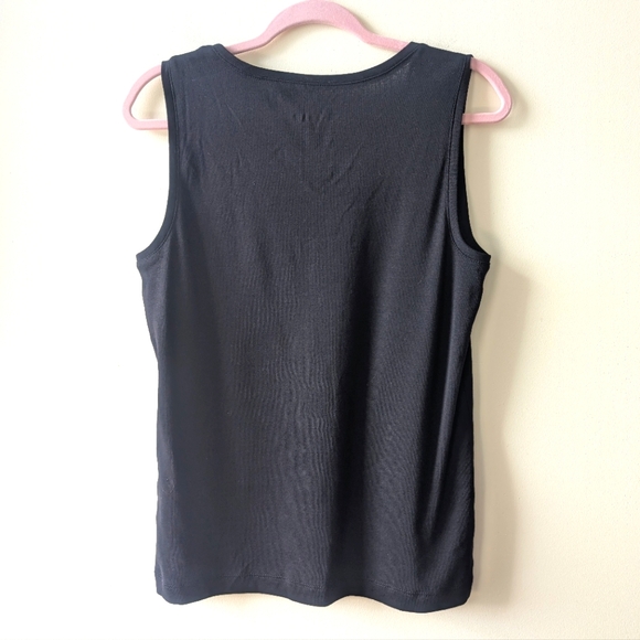 Chico's Raychel Basic 100% Cotton V-Neck Knit Tank Black Size 1 Medium - Picture 2 of 5
